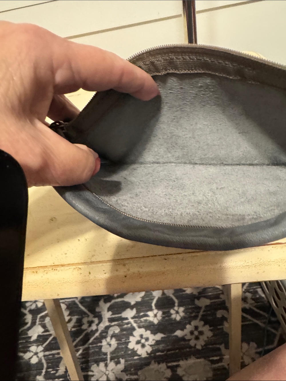 Gray Leather Zip Wristlet Clutch Pouch by Rough & Tumble - Picture 3 of 4